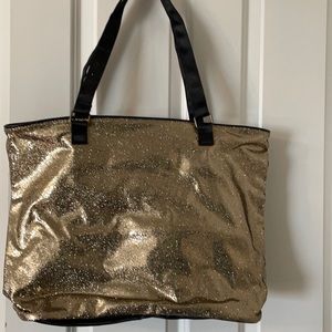 Sparkling gold color handle bag